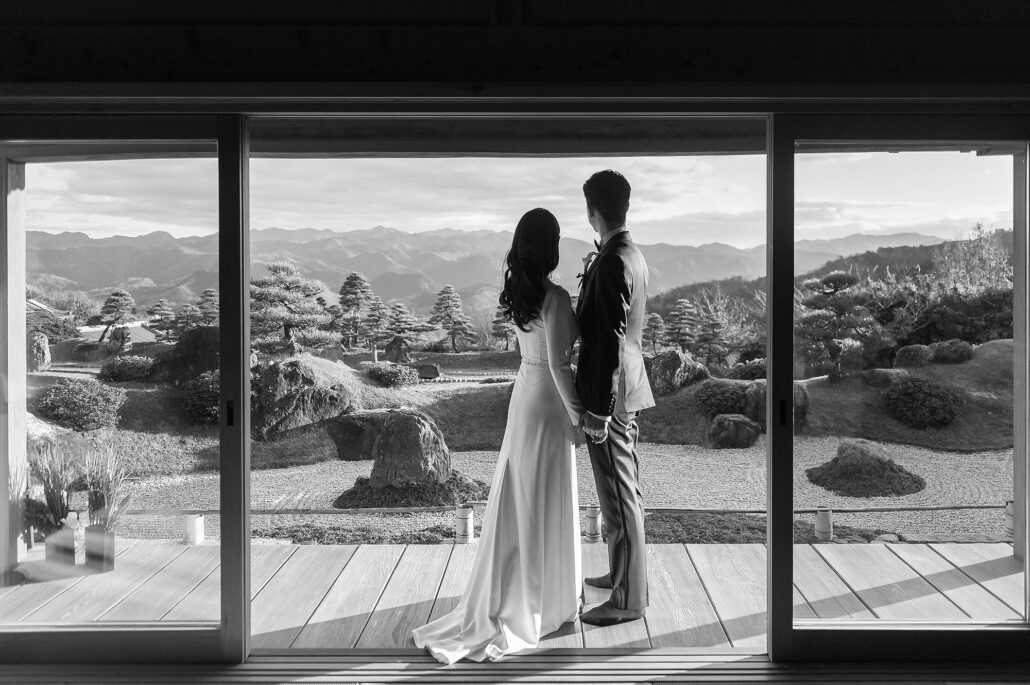 A wedding planned with a spectacular garden view in Nara, just outside of Kyoto.