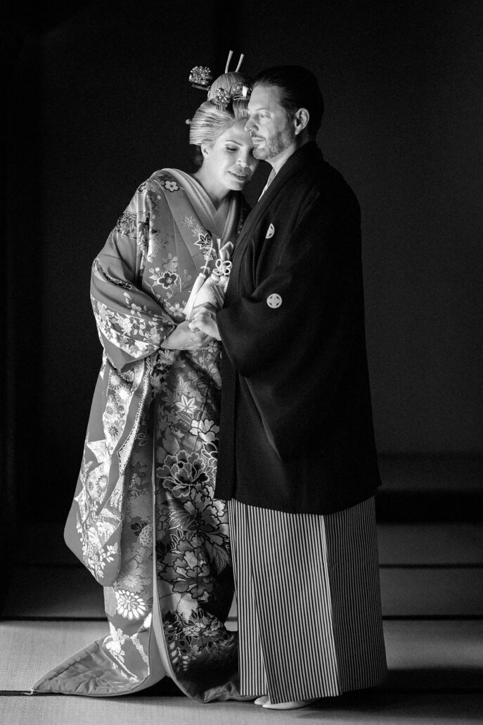 Luxury destination wedding ceremony at a traditional Japanese ryokan